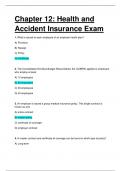 LIFE HEALTH AND ACCIDENT INSURANCE EXAM. CHAPTER 12. QUESTIONS AND ANSWERS.