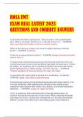 HOSA EMT  EXAM REAL LATEST 2023  QUESTIONS AND CORRECT ANSWERS