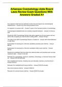 Arkansas Cosmetology state Board Laws Review Exam Questions With Answers Graded A+