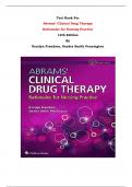 Test Bank - Abrams’ Clinical Drug Therapy  Rationales for Nursing Practice  12th Edition By Geralyn Frandsen, Sandra Smith Pennington | Chapter 1 – 61, Complete Guide 2023|