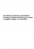 Test Bank For Maternity and Pediatric Nursing 3rd Edition By Ricci Kyle Carman | Complete Chapter 1-55 2023/2024