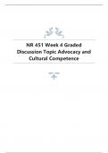 NR 451 Week 4 Graded Discussion Topic Advocacy and Cultural Competence.