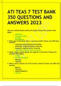 ATI TEAS 7 TEST BANK 350 QUESTIONS AND ANSWERS 2023