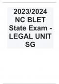2023/2024  NC BLET State Exam - LEGAL UNIT SG