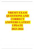 NREMT EXAM QUESTIONS AND CORRECT ANSWERS LATEST UPDATE 2023-2024