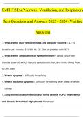 EMT FISDAP Airway, Ventilation, and Respiratory Test Questions and Answers 2023 - 2024 (Verified Answers)