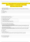 CRITICAL CARE HESI EXIT EXAM QUESTIONS AND 100% CORRECT ANSWERS UPDATED 2022/2023(TEST BANK) 