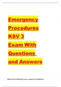 Emergency Procedures KSV 3 Exam With Questions and Answers