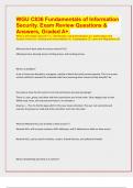 WGU C836 Fundamentals of Information Security. Exam Review Questions & Answers, Graded A+. What is Information Security? (1), Identification and Authentication (2), Authorization and Access Control (3), Auditing and Accountability (4), Cryptography (5), L