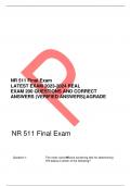 NR 511 Final Exam LATEST EXAM 2023-2024 REAL EXAM 200 QUESTIONS AND CORRECT ANSWERS (VERIFIED ANSWERS)|AGRADE