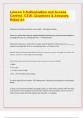 Lesson 3 Authorization and Access Control- C836. Questions & Answers, Rated A+