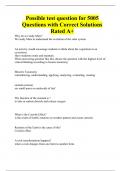 Possible test question for 5005 Questions with Correct Solutions Rated A+