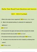 Barber State Board Exam Questions and Answers [2023 - 2024] (Verified by Expert)