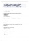 BMTCN Review Chapter 1-Basic Concepts and Indications for Transplantation Exam 2023/2024