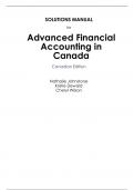 Advanced Financial Accounting in Canada, 1e Nathalie Johnstone, Kristie Dewald, Cheryl Wilson (Solution Manual with Test Bank Latest Edition 2023-24, Grade A , 100% Verified)	