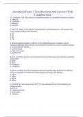 Anesthesia Exam 1 Test Questions And Answers With Complete Quiz