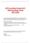 ATI Learning System 4.0 : Pharmacology Final 2023/2024