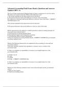 Advanced Accounting Final Exam (Bank), Questions and Answers Updated 100% A+