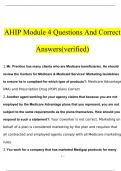 AHIP module 4 Questions and Answers Latest 2022/2023 Verified Answers.