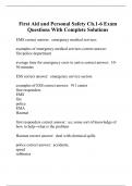 First Aid and Personal Safety Ch.1-6 Exam Questions With Complete Solutions