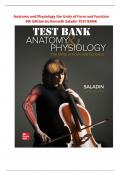 TEST BANK for Anatomy and Physiology The Unity of Form and Function 9th Edition by Kenneth Saladin