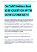 CA DMV Written Test 2023 QUESTION WITH  VERIFIED ANSWERS