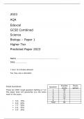 AQA Edexcel GCSE Combined Science Biology – Paper 1 FINAL QUESTION PAPER AND MARK SCHEME  Higher Tier Predicted Paper 2023