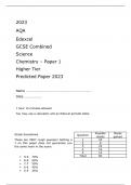 AQA Edexcel GCSE Combined Science Chemistry – Paper 1  FINAL QUESTION PAPER AND MARK SCHEME Higher Tier Predicted Paper 2023