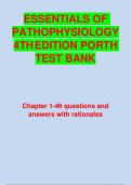 ESSENTIALS OF PATHOPHYSIOLOGY 4TH EDITION PORTH TEST BANK