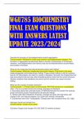 WGU785 BIOCHEMISTRY  FINAL EXAM QUESTIONS  WITH ANSWERS LATEST  UPDATE 2023/2024