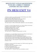 HESI PN EXIT V4 EXAM 160 QUESTIONS  WITH 100% CORRECT VERIFIED  ANSWERS/ 2023-2024 VERSION