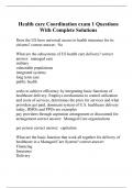 Health care Coordination exam 1 Questions With Complete Solutions