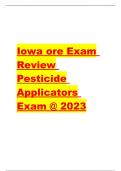 Iowa Core Exam Review Pesticide Applicators| 122 questions| with complete solutions