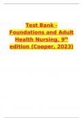 NR329/ NR 329 Adult Health Test Bank - Foundations and Adult Health Nursing, 9th edition (Cooper, 2023)