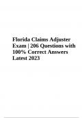 Florida Claims Adjuster Exam Questions With Correct Answers Latest 2023/2024 | GRADED