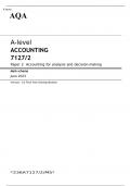 AQA A LEVEL ACCOUNTING PAPER 2 JUNE 2023 FINAL MARK SCHEME: Accounting for analysis and decision-making