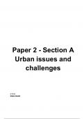 GCSE AQA Geography - Urban issues and challenges Section A - class notes for Paper 2