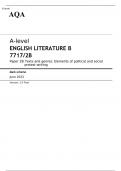 AQA A-level ENGLISH LITERATURE B PAPER 2B  JUNE 2023 MARK SCHEME: Texts and genres: Elements of political and social protest writing