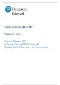 Pearson Edexcel GCE In Biology Spec A (8BN0) Paper 02 Development, Plants and the Environment JUNE 2023( MARK SCHEME