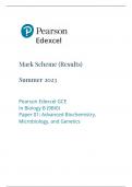 Pearson Edexcel GCE In Biology B (9BI0)Paper 01  Advanced Biochemistry, Microbiology, and Genetics SUMMER 2023(MARK SCHEME)