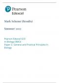 Pearson Edexcel GCE In Biology (9BIO) Paper 3 General and Practical Principles in Biology SUMMER 2023( MARK SCHEME)