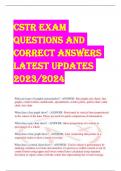 CSTR EXAM  QUESTIONS AND  CORRECT ANSWERS  LATEST UPDATES  2023/2024 