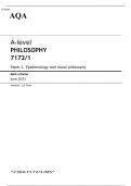 AQA A-level PHILOSOPHY PAPER 1 JUNE 2023 MARK SCHEME: Epistemology and moral philosophy