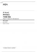 AQA A-level PHYSICS 7408/3BA Paper 3 Section B JUNE 2023 MARK SCHEME: Astrophysics
