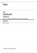AQA AS SOCIOLOGY PAPER 2 JUNE 2023 MARK SCHEME: Research Methods and Topics in Sociology