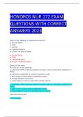 HONDROS NUR 172 EXAM  QUESTIONS WITH CORRECT  ANSWERS 2023