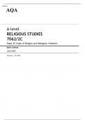 AQA A-level RELIGIOUS STUDIES PAPER 2C JUNE 2023 MARK SCHEME: Study of Religion and Dialogues: Hinduism