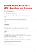 Bonent Review Exam 2023 (250+Questions and Answers).
