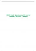 CRCR Study Questions with Correct Answers (100% A + Paper)