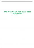 PAX Prep Vocab NLN Exam 2023 (Answered)